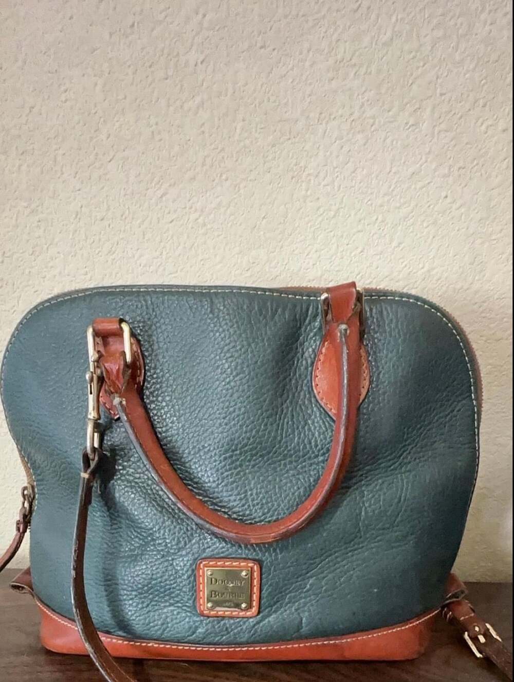 Dooney & Bourke Pebble Leather Domed Satchel Green USED